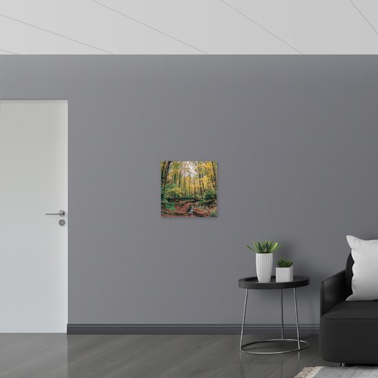 WallClassics - Drapeau - Arbres tombés au-dessus de la rivière - Photo 50x50 cm sur drapeau en polyester