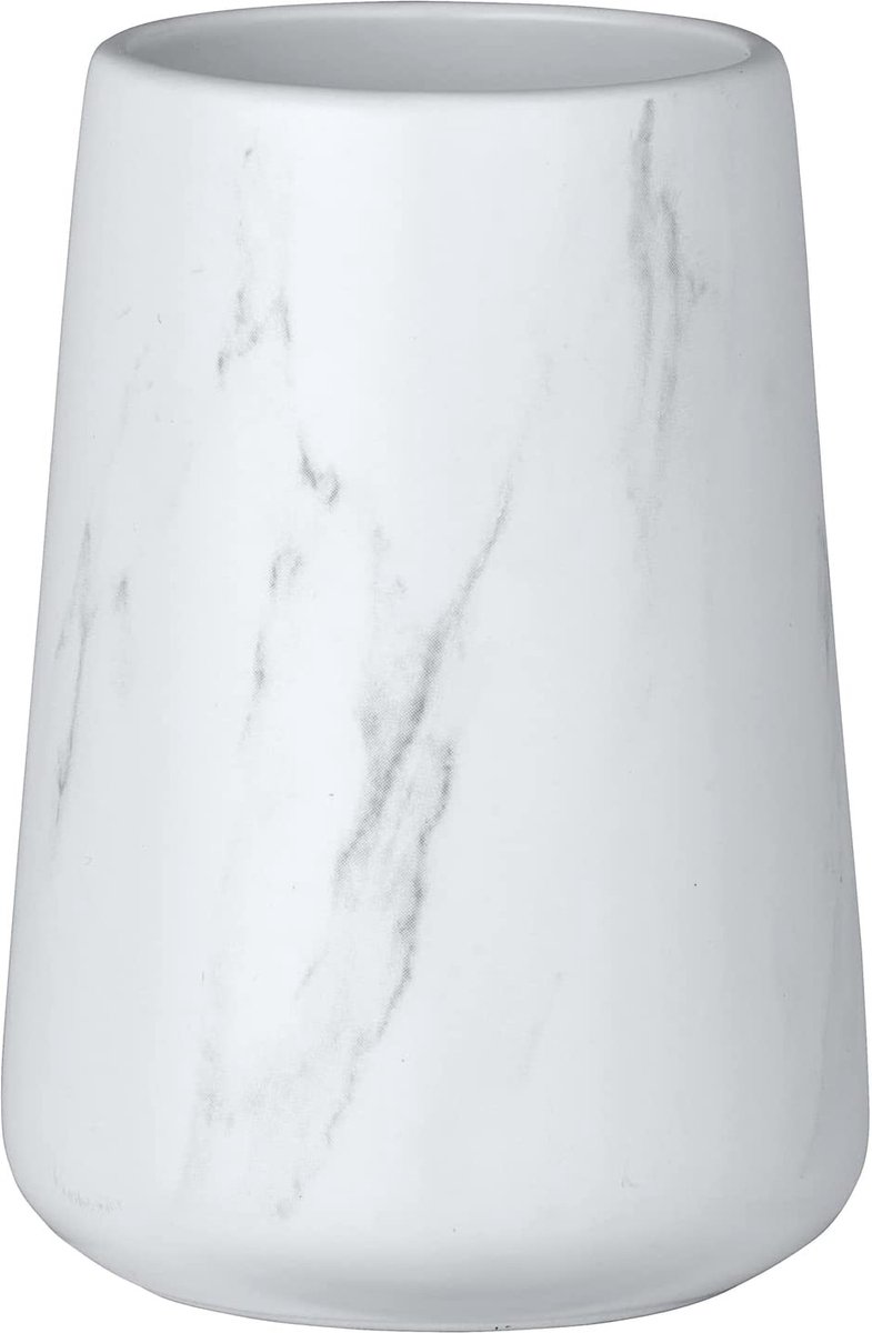 WENKO Tandenborstelbeker Adrada keramiek - tandenborstelhouder voor tandenborstel en tandpasta, keramiek, 8,5 x 12 x 8,5 cm, wit