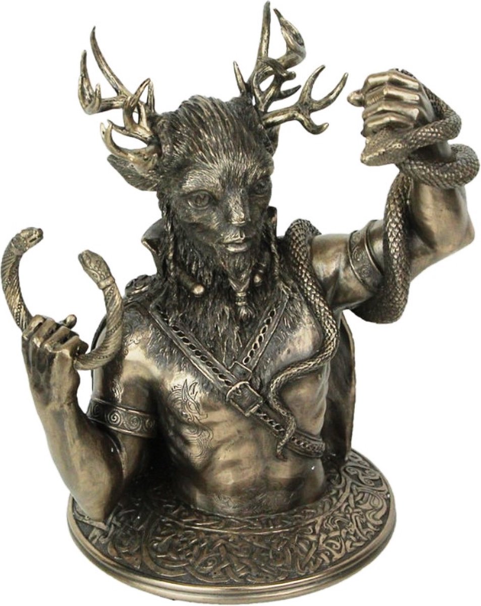Veronese Design - Beeld/figuur - Cernunnos Gehoornde God Buste - Gebronsd beeld - 21,5cm