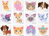Tattoos kinderen – Honden en Katten - Tijdelijke tattoo jongens en meisjes - 24 stuks - Dieren - Hond en kat