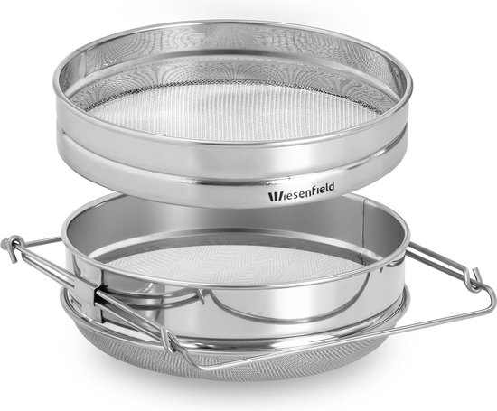 Honingfilter dubbele honingzeef, honingzeef, roestvrij staal, filtergereedschap voor bijenteelt, honingextractie en behandeling, dubbele zeef