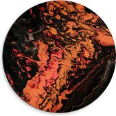 WallClassics - Dibond Muurcirkel - Rood/oranje/Zwarte Verf - 50x50 cm Foto op Aluminium Muurcirkel (met ophangsysteem)