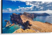 WallClassics - Toile - Montagnes et rochers dans la mer - 120x80 cm Tableau sur toile (Décoration murale sur toile)