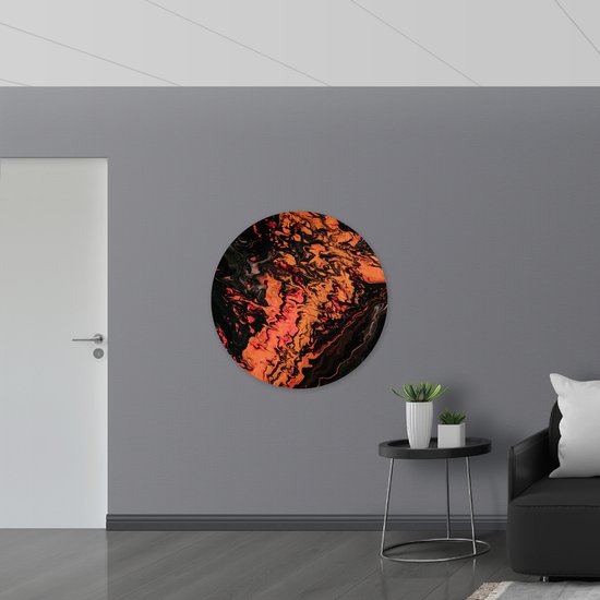 WallClassics - Plaque Mousse PVC Cercle Mural - Peinture Rouge/Orange/Noire - 100x100 cm Photo sur Cercle Mural (avec système d'accrochage)
