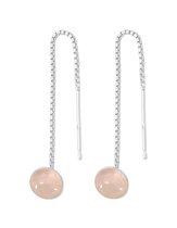 ARLIZI 2135 Boucles d'oreilles à enfiler quartz rose cabochon - argent sterling