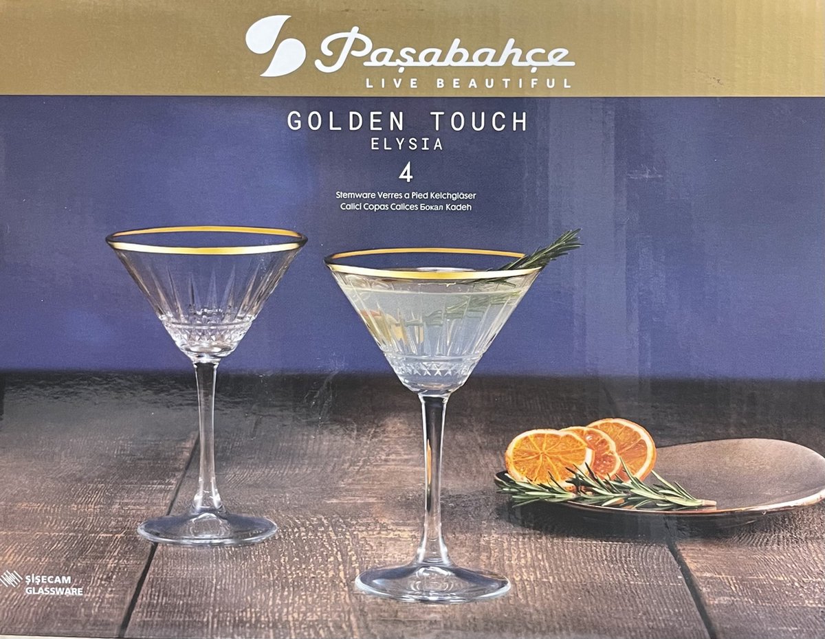Pasabahce Elysia - Golden Touch - Verres à thé turcs avec bord doré - Lot  de 6 - 170 ml - 