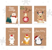 Giftmas Kerstkaarten - Wenskaarten - 36 Stuks - Met Enveloppen en Stickers - Nieuwjaarskaarten - 10x15cm