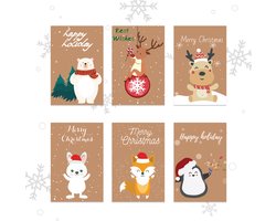 Giftmas Kerstkaarten - Wenskaarten - 36 Stuks - Met Enveloppen en Stickers - Nieuwjaarskaarten - 10x15cm