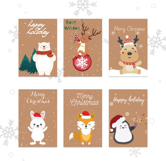 Giftmas Cartes de Noël - Cartes de Cartes de vœux - 36 Pièces - Avec Enveloppes et Autocollants - 10x15cm