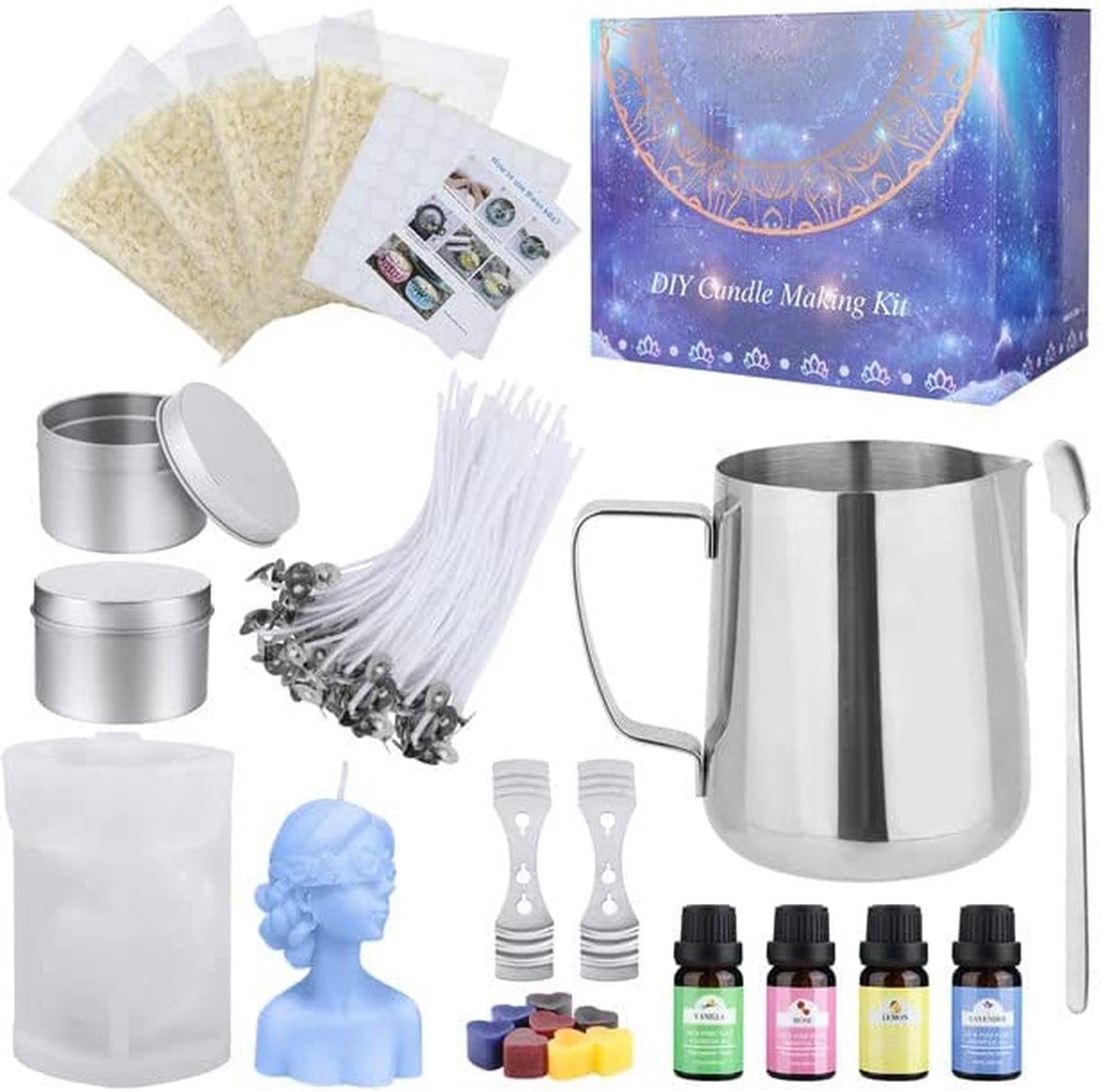 Kaarsenmakerset DIY Kaarsen handwerk - kaars Craft Set, Wicks, Essences, kleurstoffen