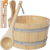 Seau de Sauna en bois de pin comme ensemble d'accessoires de sauna - L'ensemble d'accessoires de sauna se compose d'un seau de sauna avec truelle pour infusion de sauna + sablier.