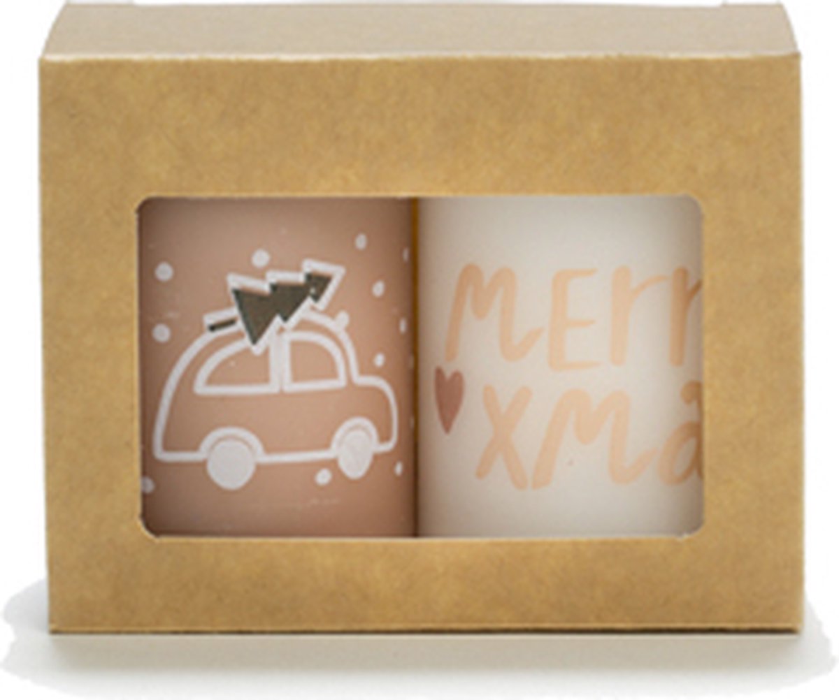 Rustik Lys kaarsen kerst apricot 4x6 cm