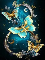 Lienz® Peinture de diamants adultes 40x50cm – Rond – Papillons – Complet - Forfait Adultes