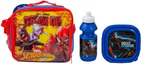 SPIDER-MAN Team Up Iron Spider Lunchtas met broodtrommel en beker Spiderman