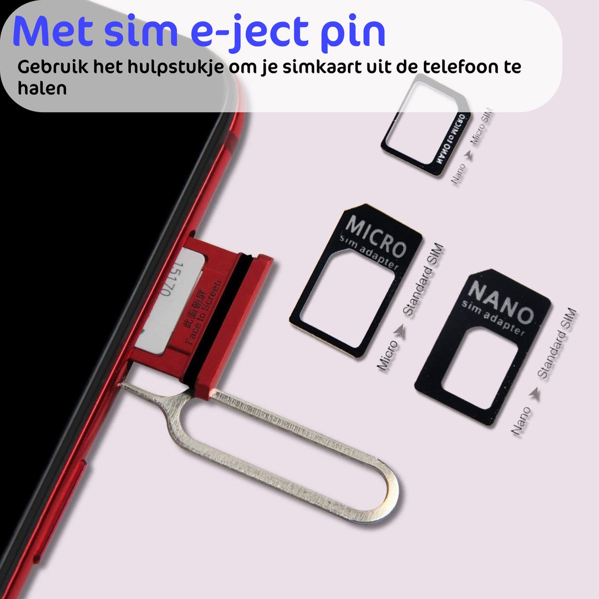 Sim Adapter Set + Verwijdertool Simkaart - Sim Card Adapter voor KPN/TELE2/TMOBILE  etc. | bol.com