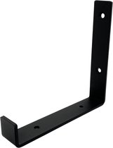 Maison DAM - Plankdrager L vorm up - Wandsteun – Voor een plank 15cm – Mat zwart - Incl. bevestigingsmateriaal + schroefbit