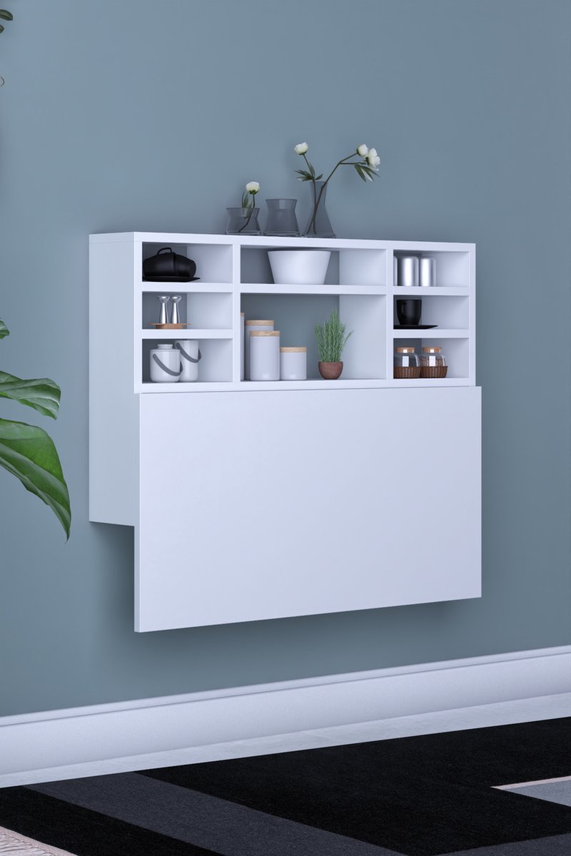Multifunctionele wandtafel, houten klaptafel, keukentafel, wandgemonteerde eettafel, klaptafel, bartafel, wandklaptafel, bureau, computertafel