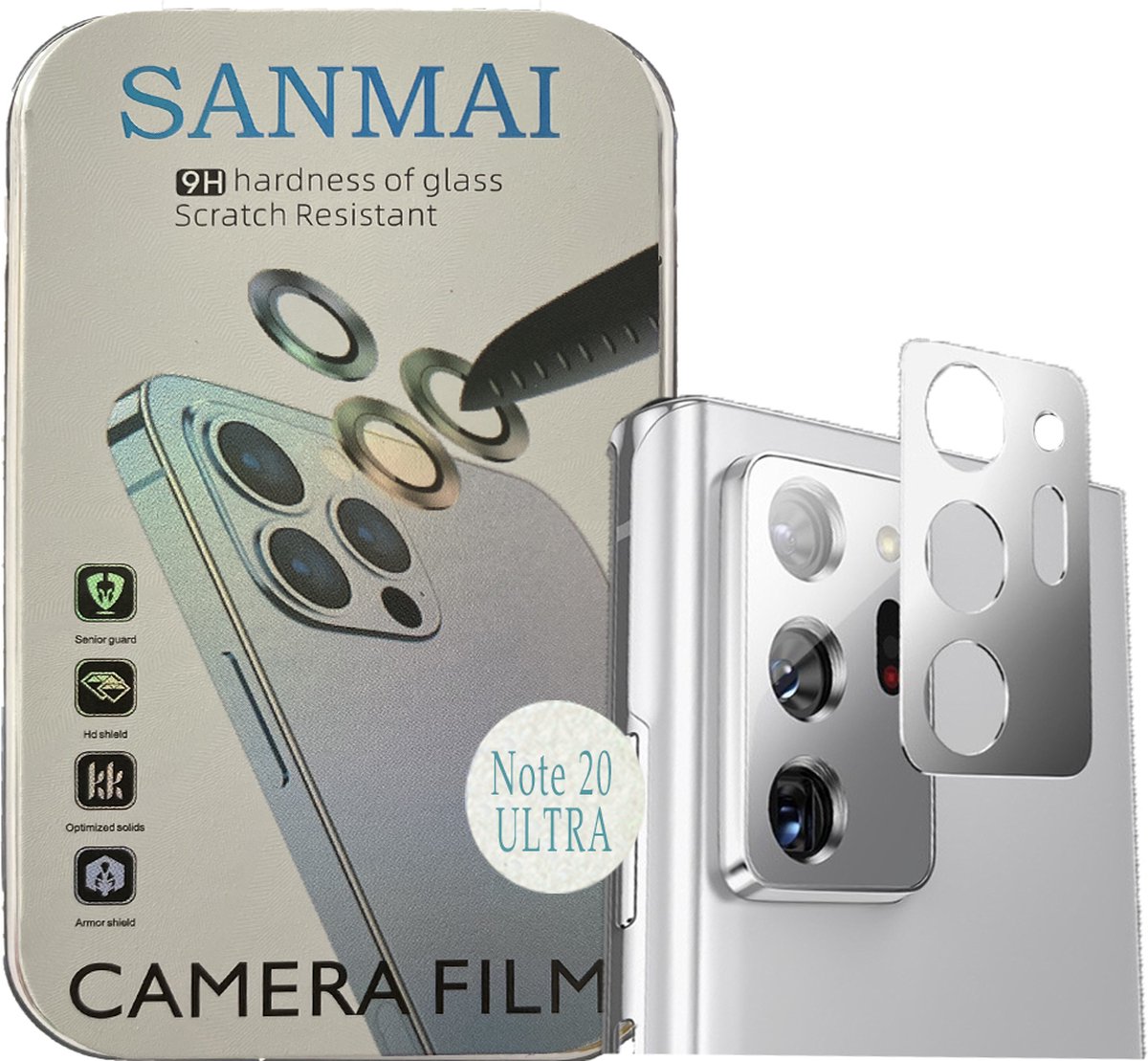 Metalen Camera Lens Protector Voor Samsung Galaxy Note 20Ultra Aluminium Camera Cover Frame - Grijs 2STUKS
