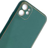 Apple iPhone 14 Pro Max Groen Back Cover Luxe High Quality Leather Case | Camera beschermend hoesje