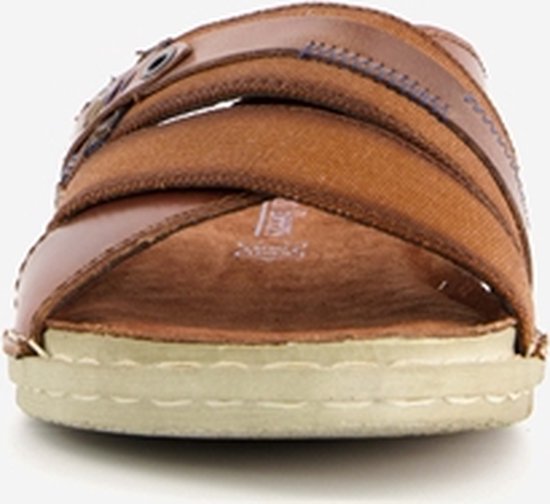 Van Beers leren heren slippers - Bruin - Maat 45 | bol.com