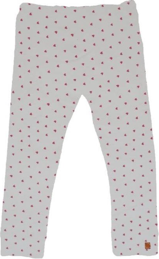 Broek wit met fuchsia hartjes