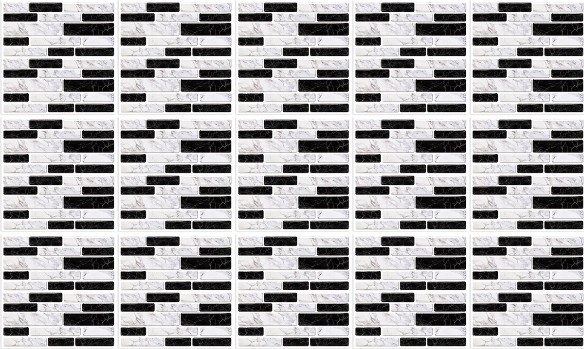 Plaktegels - Zelfklevende Tegels - 15x15 cm - Ulticool - Marmer Stenen Zwart Wit Grijs - 15 stuks - Decoratie Sticker Tegels - Plakfolie Tegelstickers - Achterwand voor de Muur Badkamer - Keukenwand Keuken - Sticktiles