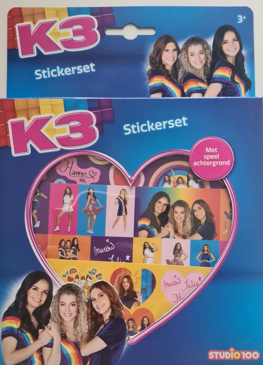 jurk schermutseling Verstrooien K3 Stickerset - 3 stickervellen met achtergrond - Studio 100 - K3 speelgoed  -... | bol.com