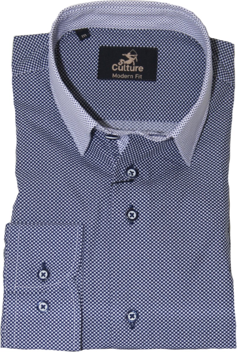 Culture Lange mouw Overhemd - 214516-Modern Blauw (Maat: XL)