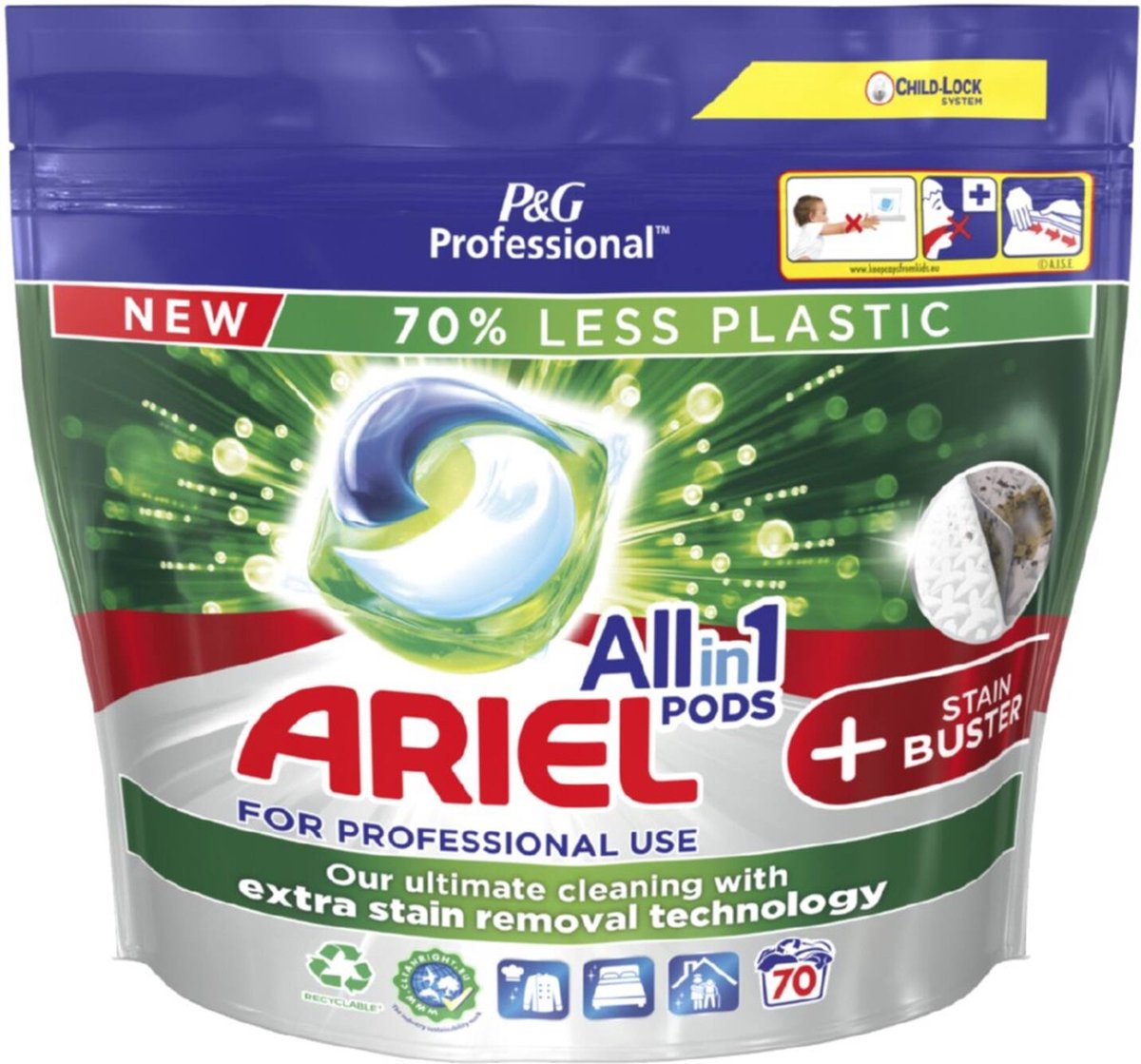 Ariel Professional All-in-1 pods + Stain Buster 70 stuks