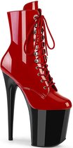 Pleaser - FLAMINGO-1020 Plateau Laarzen, Paaldans schoenen - US 12 - 42 Shoes - Rood/Zwart