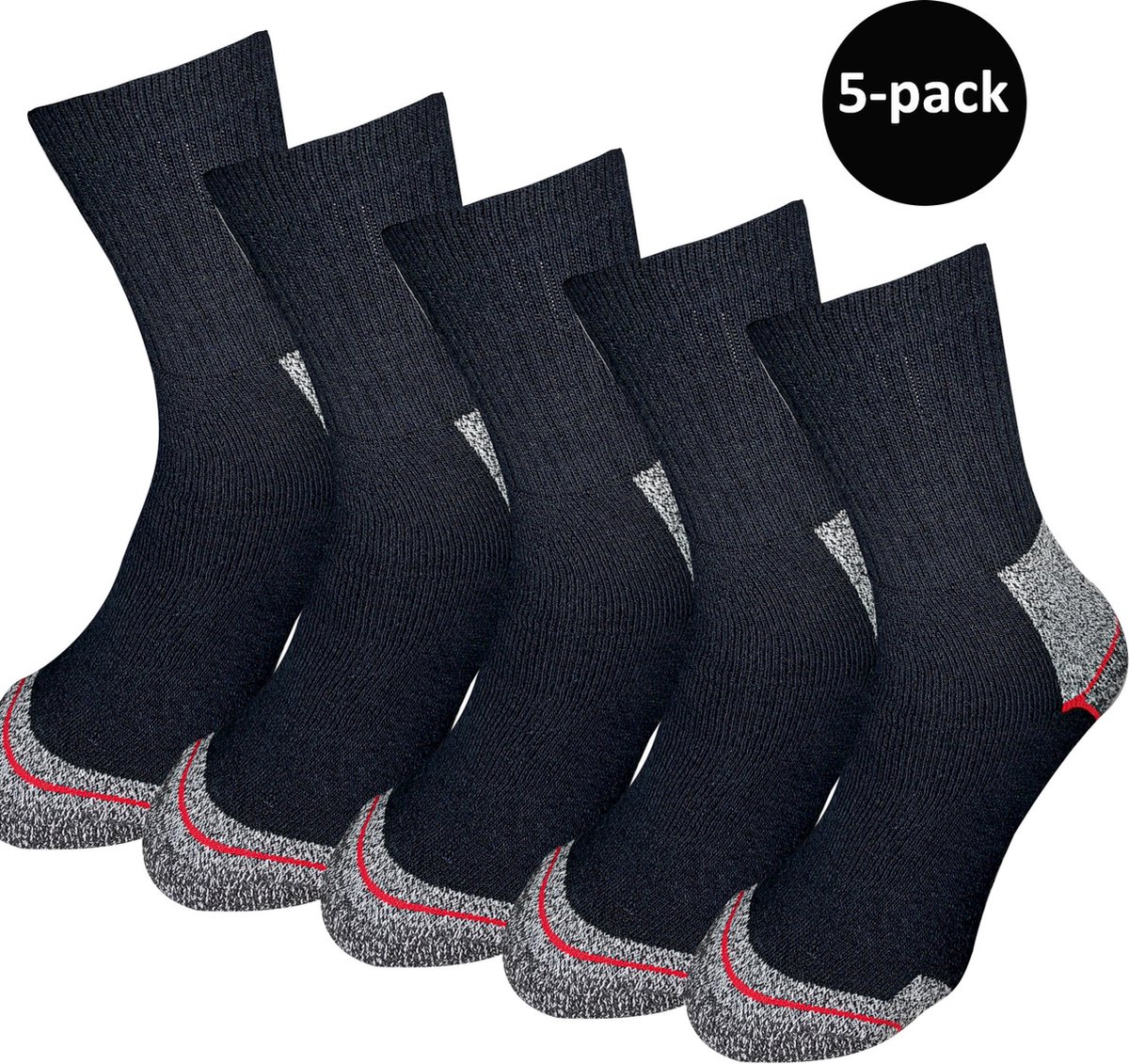 WeirdoSox werksokken 5-pack - Met versterkste hiel en teen - Zwart - Mannen - Maat 43-46