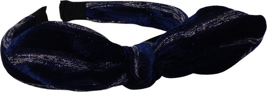 Jessidress® Haar Diadeem met Buigbaar Strikje Diademen Elegante Hoofdband Haar Diadeem Velours Dames Fluweel Haarband - Donker Blauw