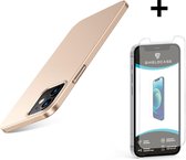 Shieldcase Ultra thin case geschikt voor Apple iPhone 12 / 12 Pro - 6.1 inch - goud + glazen Screen Protector