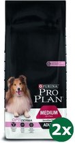 2x14 kg Pro plan dog adult medium sensitive skin hondenvoer