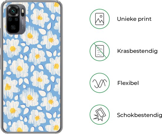 Coque Xiaomi Redmi Note 10 Pro - Meiden - Fleurs - Blauw - Motifs - Coque de téléphone en Siliconen -