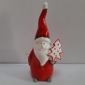 Figurine Père Noël avec sapin de Noël en rouge et blanc de 12 cm de haut