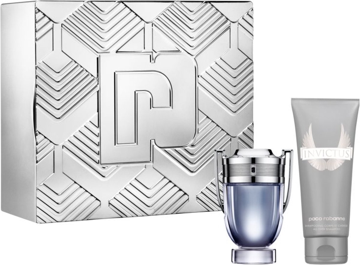 Goedkoopste Paco Rabanne Invictus Gift Set 100ml EDT Spray 100ml All Over Shampoo