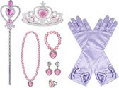 Het Betere Merk - Prinsessenjurk meisje - Prinsessen speelgoed meisje - Speelgoed Meisje 3 jaar - voor bij je prinsessen jurk - Tiara - Prinsessen Verkleedkleding - Paarse Handschoenen