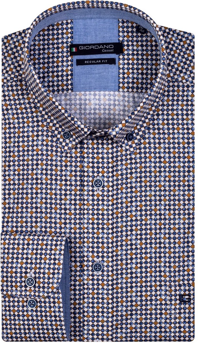 Giordano Lange mouw Overhemd - 227011 Blauw (Maat: L)