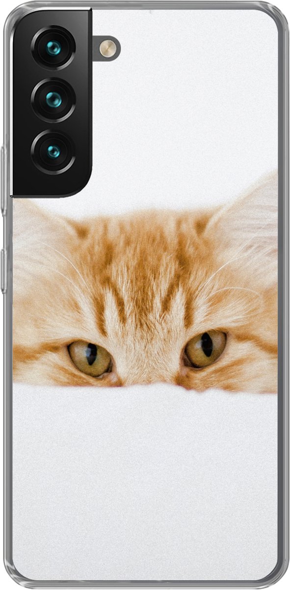Telefoonhoesje Geschikt voor Samsung Galaxy S22 Plus hoesje - Kat - Rood - Wit - Meisjes - Kinderen - Jongens - Kind - Siliconen Telefoonhoesje Telefoonhoesje