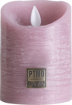 PTMD LED kaars rustiek oud rose beweegbare vlam met timer - LED Light Candle rustic pink moveable flame S - Met timer - Diameter 7,5 x hoog 10 cm