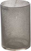 STILL - Glazen Windlicht Cilinder- Zware kwaliteit - Mondgeblazen - Bubbelglas - Dew - Grijs Transparant - 10x15 cm