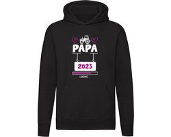 Papa Loading 2023 Hoodie | vader | meisje | zwangerschap | in verwachting | baby | Unisex | Trui | Sweater | Capuchon | Zwart