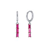 LILI Bar Oorringen / Oorbellen | Pink/Silver | Ø 10 mm | 20 x 5 mm | 925 Silver