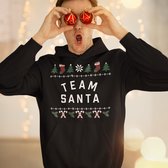 Kerst Hoodie Candy Cane - Met tekst: Team Santa - Kleur Zwart - ( MAAT 3XL - UNISEKS FIT ) - Kerstkleding voor Dames & Heren