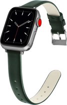 By Qubix Leren Slim Fit bandje - Groen - Geschikt voor Apple Watch 42mm - 44mm - 45mm - Ultra - 49mm - Compatible Apple watch bandje - smartwatch