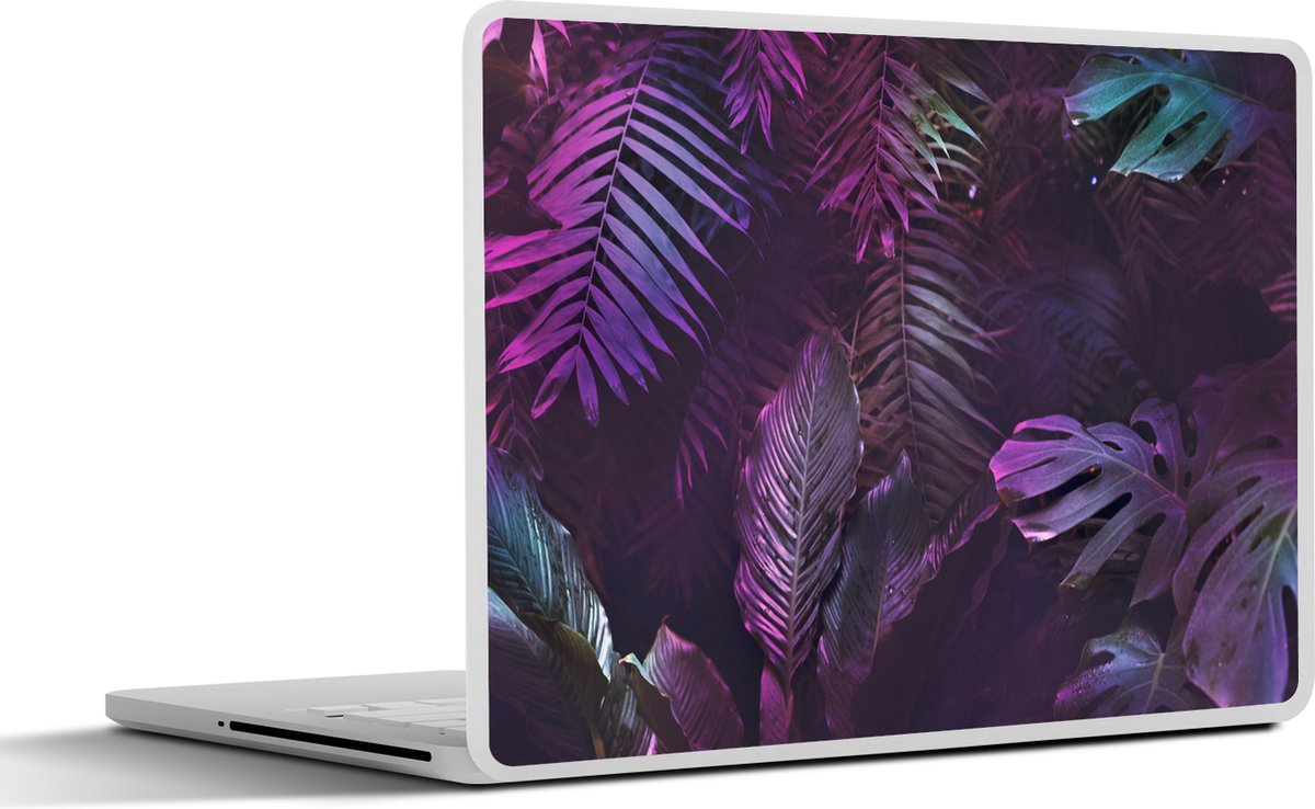 Laptop sticker - 11.6 inch - Jungle - Bladeren - Paars - Groen - Jongens - Meisjes - Kinderen - 30x21cm - Laptopstickers - Laptop skin - Cover