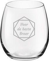 Gegraveerde Drinkglas 39cl voor de beste Broer in hexagon