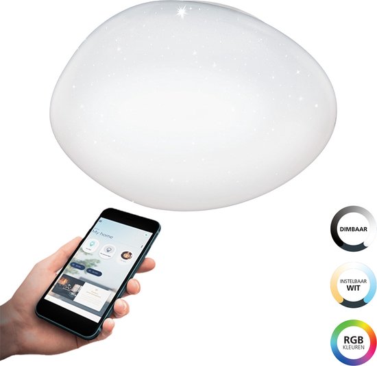 EGLO connect.z Sileras-Z Smart Plafondlamp - Ø 43 cm - Wit - Instelbaar RGB & wit licht - Dimbaar - Zigbee