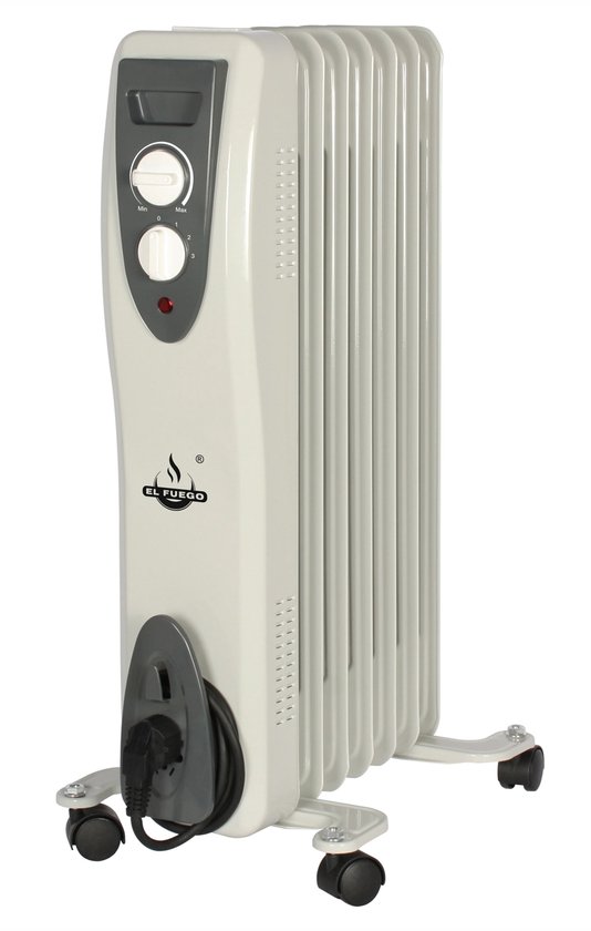 El Fuego elektrische mobiele olieradiator - Wit - 1500W - Verwarming -  Oliegevulde kachel | bol